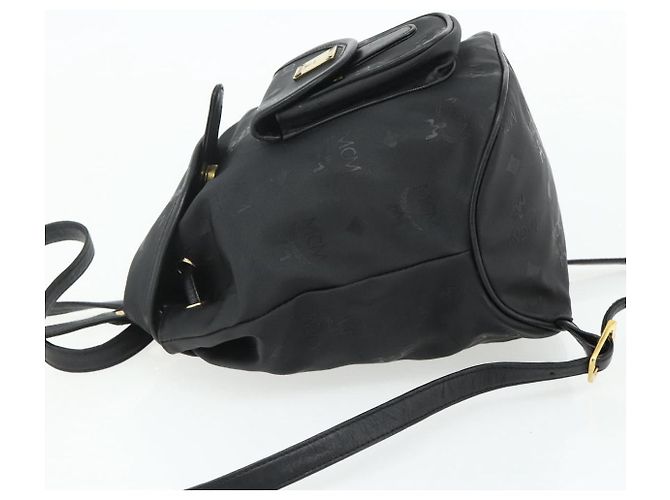 MCM Vicetos Logogram Zaino PVC Nero Oro Auth bs34507 D'oro - vista 4