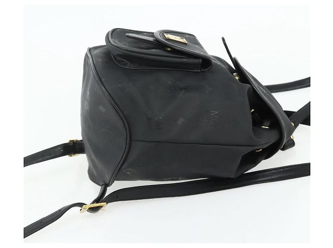 MCM Vicetos Logogram Zaino PVC Nero Oro Auth bs34507 D'oro - vista 5