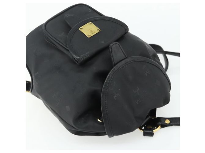 MCM Vicetos Logogram Zaino PVC Nero Oro Auth bs34507 D'oro - vista 6