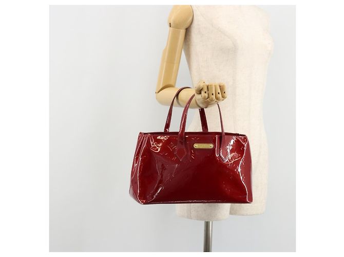 LOUIS VUITTON Borsa Wilshire PM Monogram Vernis Pomme D'amour M93642 Auth 177153 Rosso - vista 25