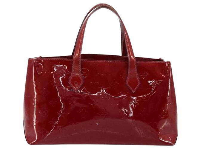 LOUIS VUITTON Borsa Wilshire PM Monogram Vernis Pomme D'amour M93642 Auth 177153 Rosso - vista 3