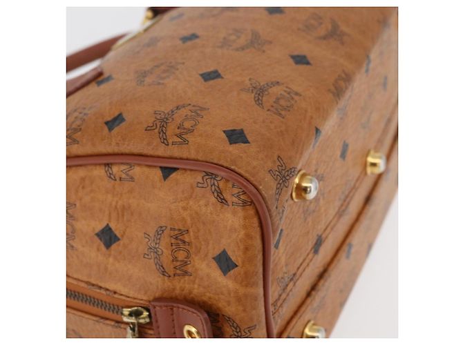 MCM Vicetos Logogram Borsa a Mano PVC Pelle Marrone Oro Auth 175062 D'oro - vista 10