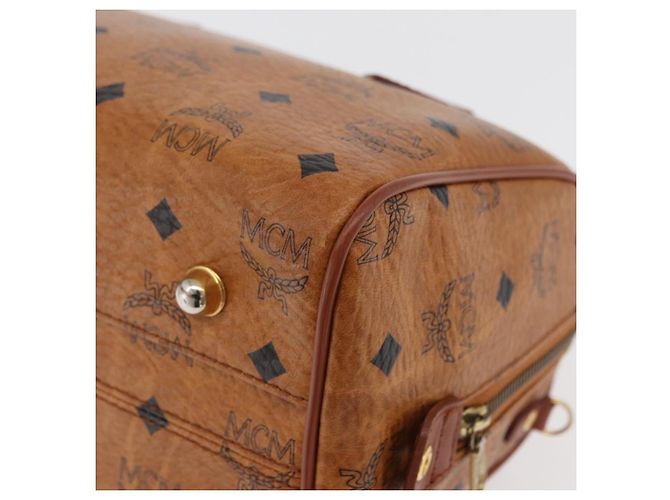 MCM Vicetos Logogram Borsa a Mano PVC Pelle Marrone Oro Auth 175062 D'oro - vista 13