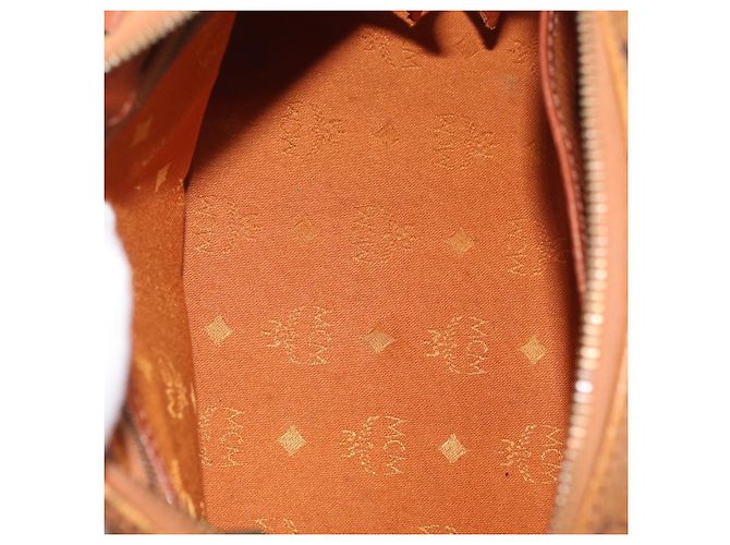 MCM Vicetos Logogram Borsa a Mano PVC Pelle Marrone Oro Auth 175062 D'oro - vista 17
