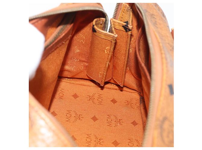 MCM Vicetos Logogram Borsa a Mano PVC Pelle Marrone Oro Auth 175062 D'oro - vista 18