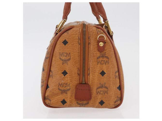 MCM Vicetos Logogram Borsa a Mano PVC Pelle Marrone Oro Auth 175062 D'oro - vista 4