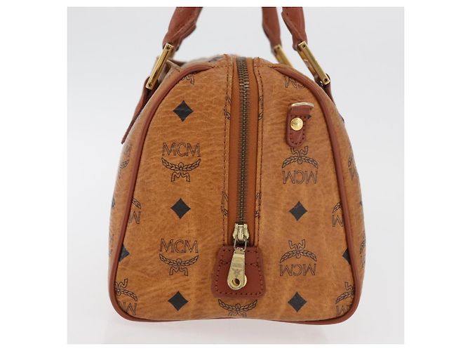MCM Vicetos Logogram Borsa a Mano PVC Pelle Marrone Oro Auth 175062 D'oro - vista 5