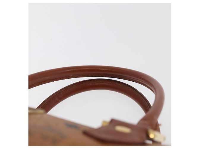 MCM Vicetos Logogram Borsa a Mano PVC Pelle Marrone Oro Auth 175062 D'oro - vista 8