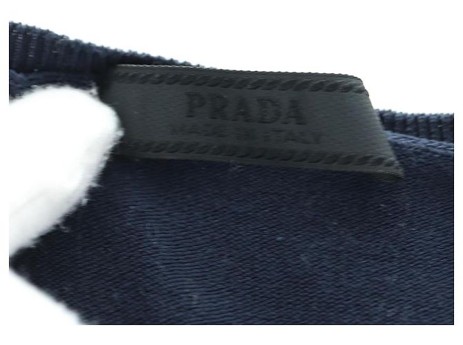 Prada Camiseta de manga larga de algodón azul marino Auth 174765A - vista 7