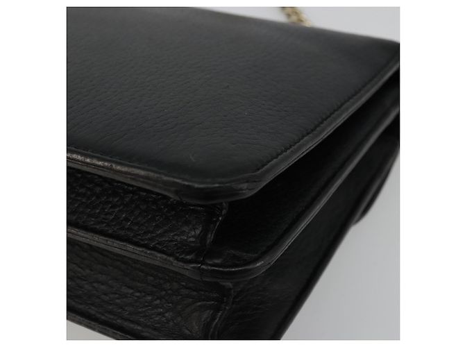 Borsa a Spalla con Catena in Pelle Nera e Oro GUCCI 510304 Auth bs34494 Nero D'oro - vista 12