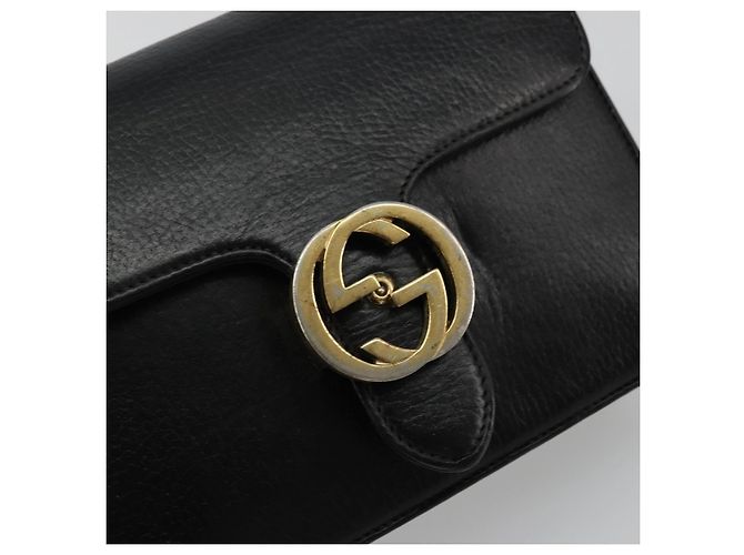 Borsa a Spalla con Catena in Pelle Nera e Oro GUCCI 510304 Auth bs34494 Nero D'oro - vista 14