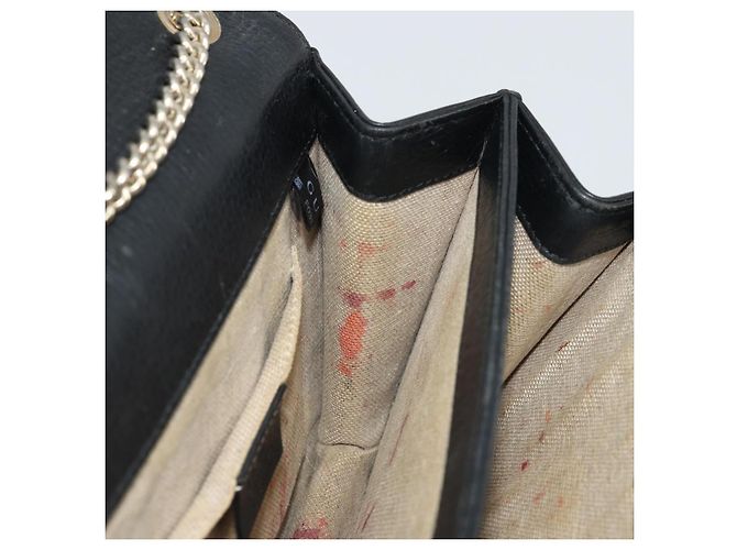 Borsa a Spalla con Catena in Pelle Nera e Oro GUCCI 510304 Auth bs34494 Nero D'oro - vista 18