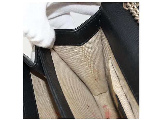 Borsa a Spalla con Catena in Pelle Nera e Oro GUCCI 510304 Auth bs34494 Nero D'oro - vista 19