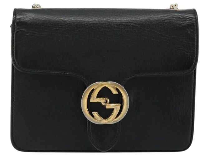Borsa a Spalla con Catena in Pelle Nera e Oro GUCCI 510304 Auth bs34494 Nero D'oro - vista 2