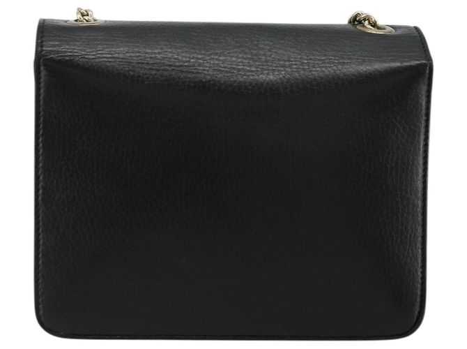 Borsa a Spalla con Catena in Pelle Nera e Oro GUCCI 510304 Auth bs34494 Nero D'oro - vista 3