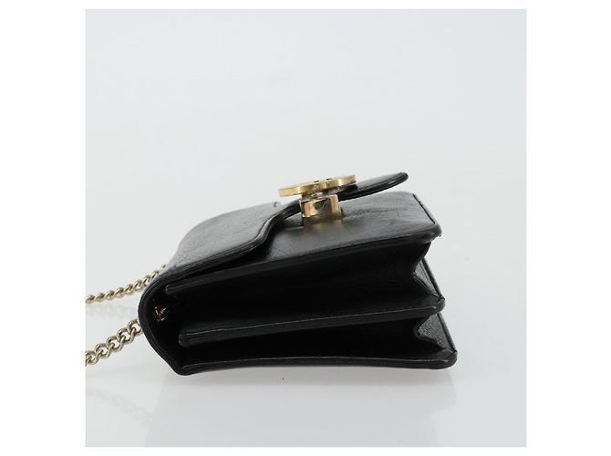 Borsa a Spalla con Catena in Pelle Nera e Oro GUCCI 510304 Auth bs34494 Nero D'oro - vista 5