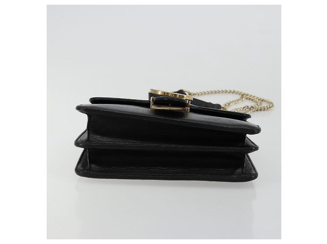 Borsa a Spalla con Catena in Pelle Nera e Oro GUCCI 510304 Auth bs34494 Nero D'oro - vista 9
