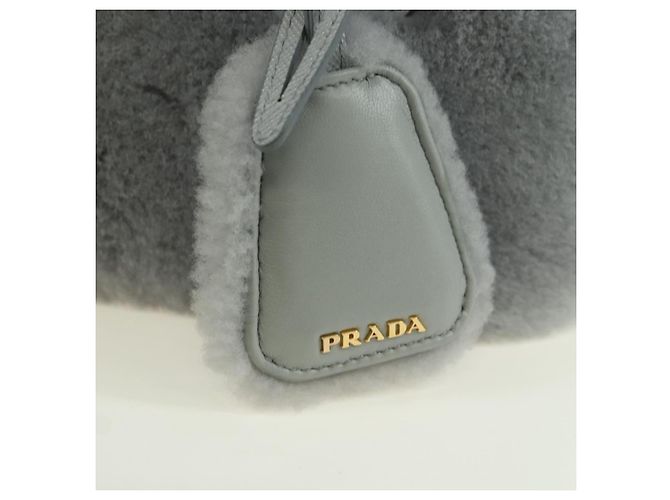 PRADA MONTONE Borsa a Spalla in Pelliccia Sintetica Galleria Fur 2way Grigio Oro Auth ki6631M Marrone D'oro - vista 17