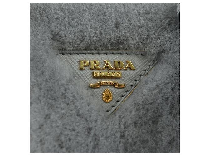 PRADA MONTONE Borsa a Spalla in Pelliccia Sintetica Galleria Fur 2way Grigio Oro Auth ki6631M Marrone D'oro - vista 18