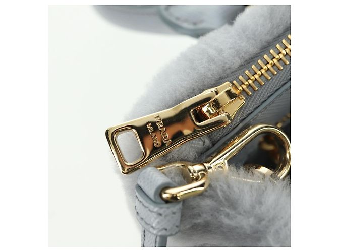 PRADA MONTONE Borsa a Spalla in Pelliccia Sintetica Galleria Fur 2way Grigio Oro Auth ki6631M Marrone D'oro - vista 19