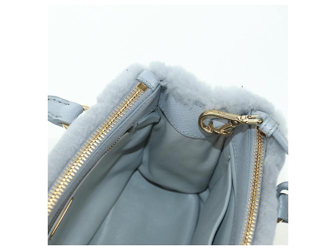 PRADA MONTONE Borsa a Spalla in Pelliccia Sintetica Galleria Fur 2way Grigio Oro Auth ki6631M Marrone D'oro - vista 23