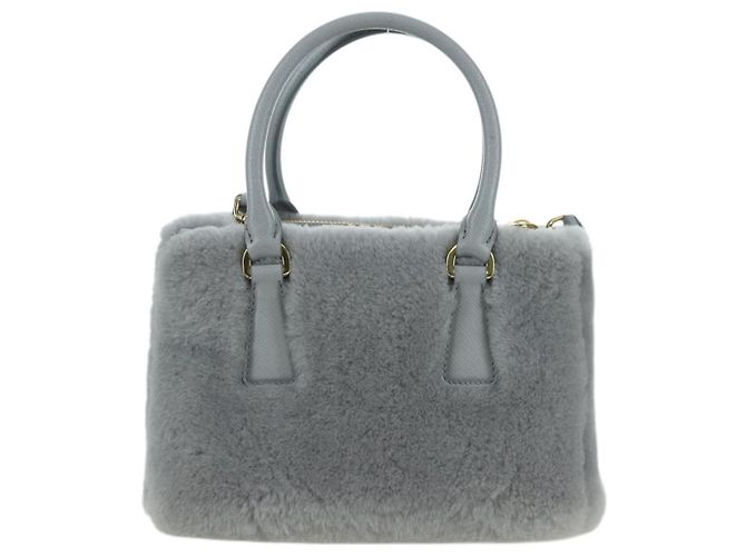 PRADA MONTONE Borsa a Spalla in Pelliccia Sintetica Galleria Fur 2way Grigio Oro Auth ki6631M Marrone D'oro - vista 3