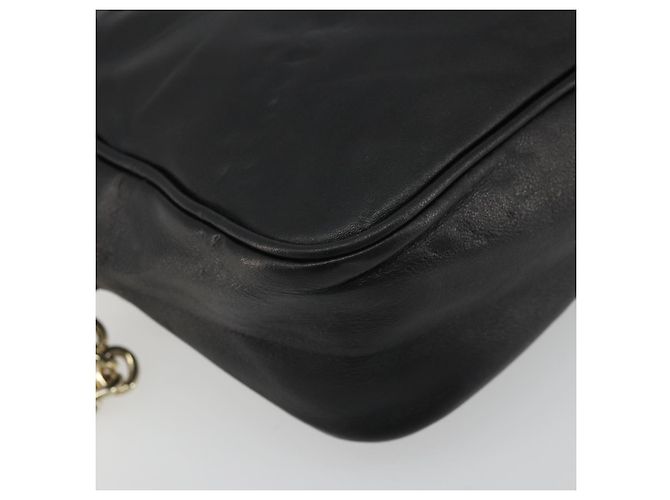 Salvatore Ferragamo Borsa a Spalla Gancini Chain in Pelle Nera Oro Auth 176787 Nero D'oro - vista 11