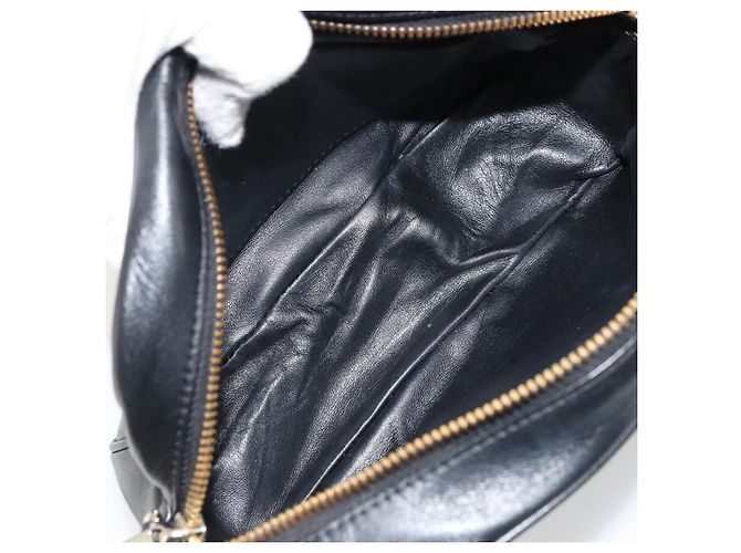 Salvatore Ferragamo Borsa a Spalla Gancini Chain in Pelle Nera Oro Auth 176787 Nero D'oro - vista 16