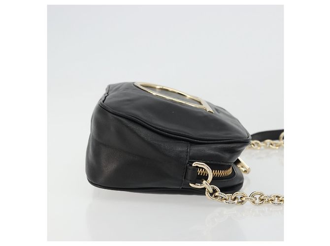 Salvatore Ferragamo Borsa a Spalla Gancini Chain in Pelle Nera Oro Auth 176787 Nero D'oro - vista 4