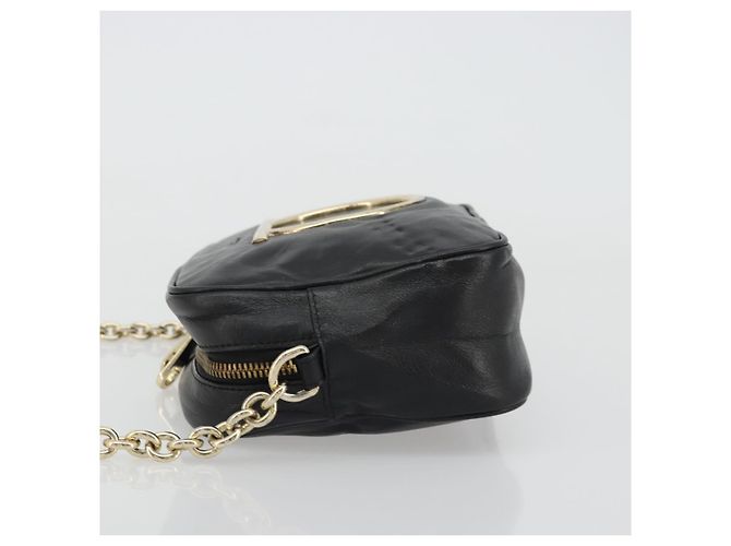 Salvatore Ferragamo Borsa a Spalla Gancini Chain in Pelle Nera Oro Auth 176787 Nero D'oro - vista 5