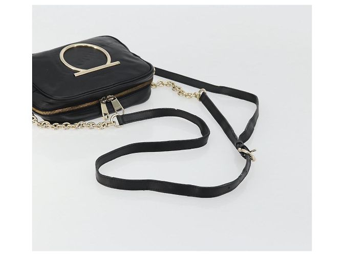Salvatore Ferragamo Borsa a Spalla Gancini Chain in Pelle Nera Oro Auth 176787 Nero D'oro - vista 7