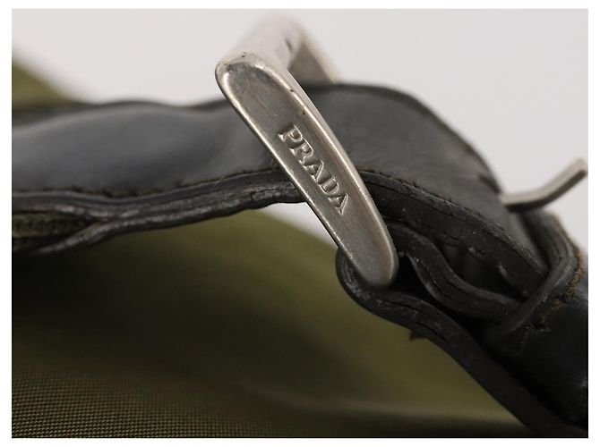 Zaino PRADA in nylon khaki argento autentico 174854 Cachi - vista 16