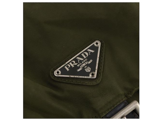 Zaino PRADA in nylon khaki argento autentico 174854 Cachi - vista 17