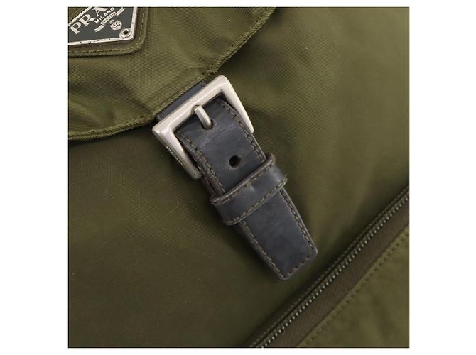 Zaino PRADA in nylon khaki argento autentico 174854 Cachi - vista 18