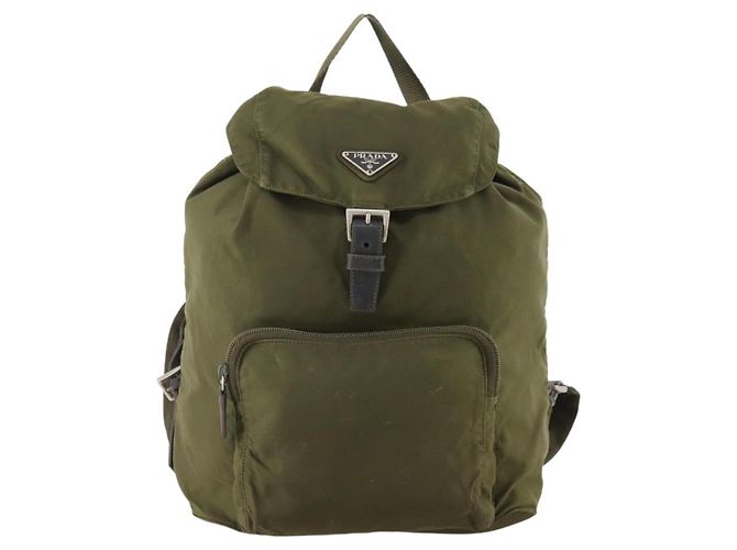 Zaino PRADA in nylon khaki argento autentico 174854 Cachi - vista 2