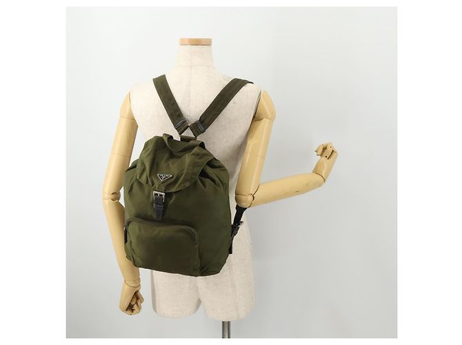 Zaino PRADA in nylon khaki argento autentico 174854 Cachi - vista 30