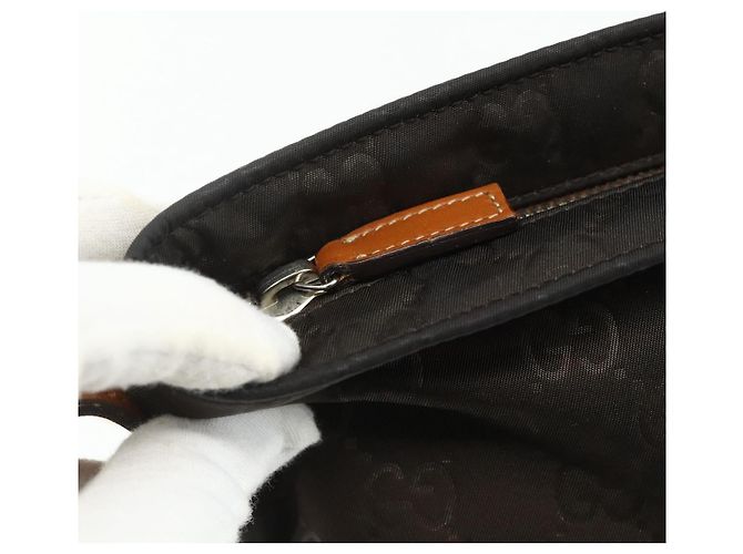 Borsa a Spalla GG Canvas in Nylon Marrone Argento di GUCCI 314529 Auth ep14151 - vista 15