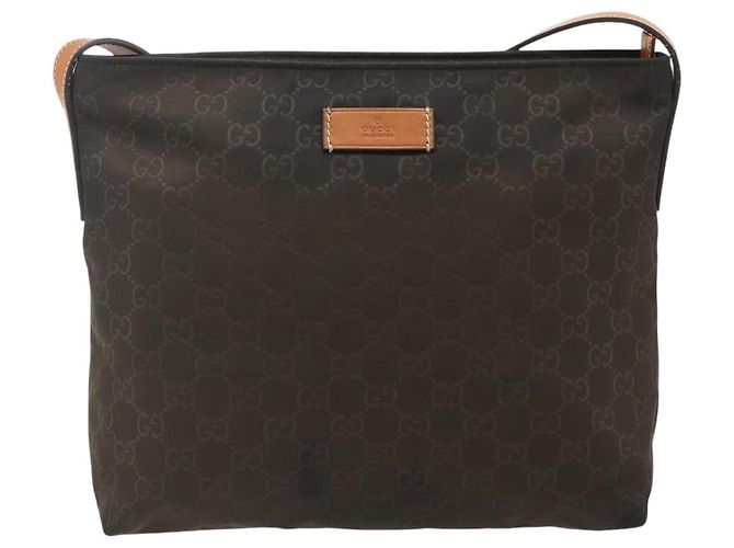 Borsa a Spalla GG Canvas in Nylon Marrone Argento di GUCCI 314529 Auth ep14151 - vista 2