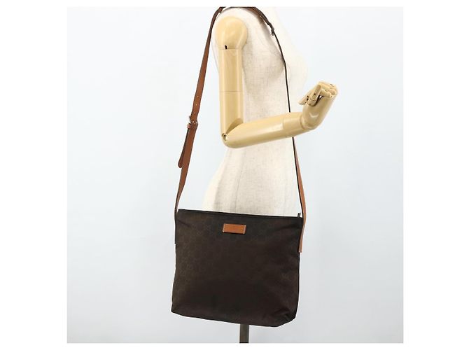 Borsa a Spalla GG Canvas in Nylon Marrone Argento di GUCCI 314529 Auth ep14151 - vista 23