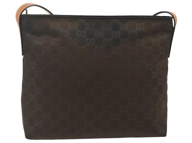 Borsa a Spalla GG Canvas in Nylon Marrone Argento di GUCCI 314529 Auth ep14151 - vista 3