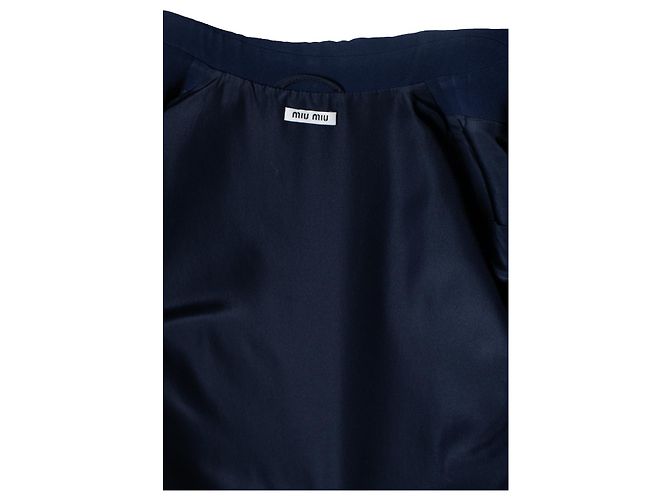 Miu Miu, giacca blu con cintura e colletto di paillettes - vista 5