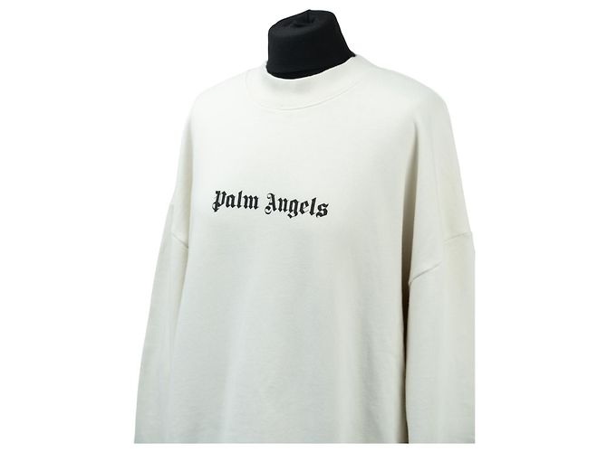Palm Angels Sweatshirt aus Baumwolle in Weiß mit schwarzem Logo - Ansicht 3
