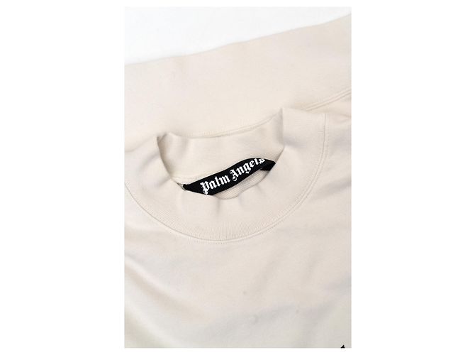 Palm Angels Sweatshirt aus Baumwolle in Weiß mit schwarzem Logo - Ansicht 4