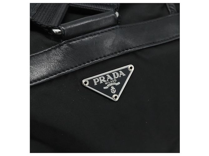 Zaino PRADA in nylon nero argento Auth ka4116A - vista 14