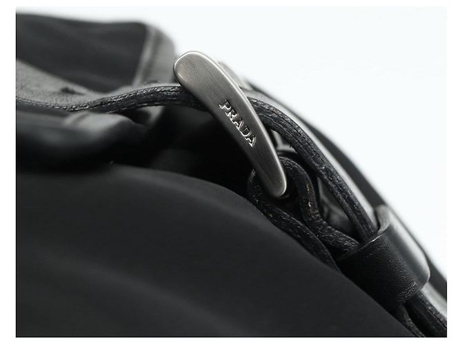 Zaino PRADA in nylon nero argento Auth ka4116A - vista 15