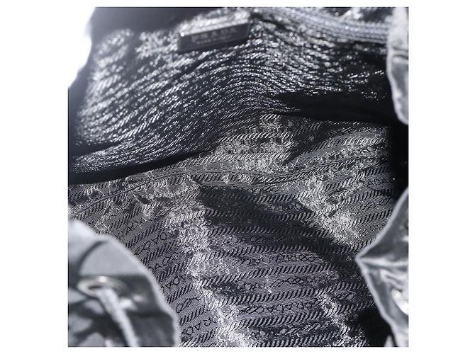 Zaino PRADA in nylon nero argento Auth ka4116A - vista 17