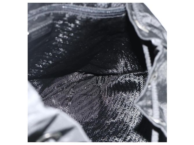 Zaino PRADA in nylon nero argento Auth ka4116A - vista 18