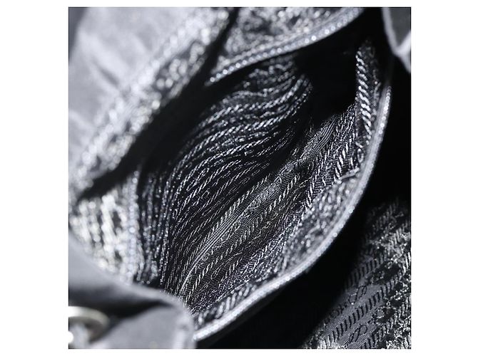 Zaino PRADA in nylon nero argento Auth ka4116A - vista 21