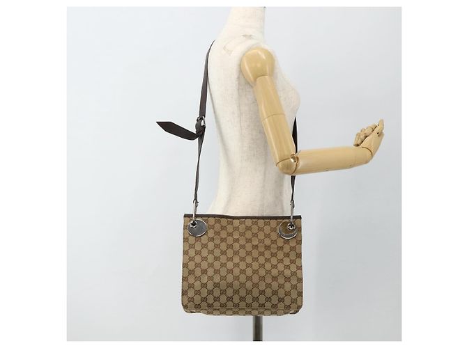 Borsa a Spalla GG Canvas Gucci Beige Argento 120841 Auth ep14120 - vista 21