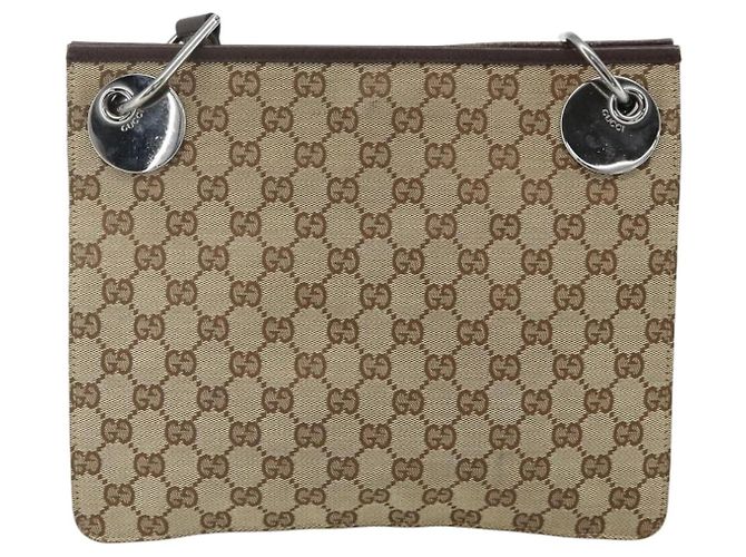 Borsa a Spalla GG Canvas Gucci Beige Argento 120841 Auth ep14120 - vista 3